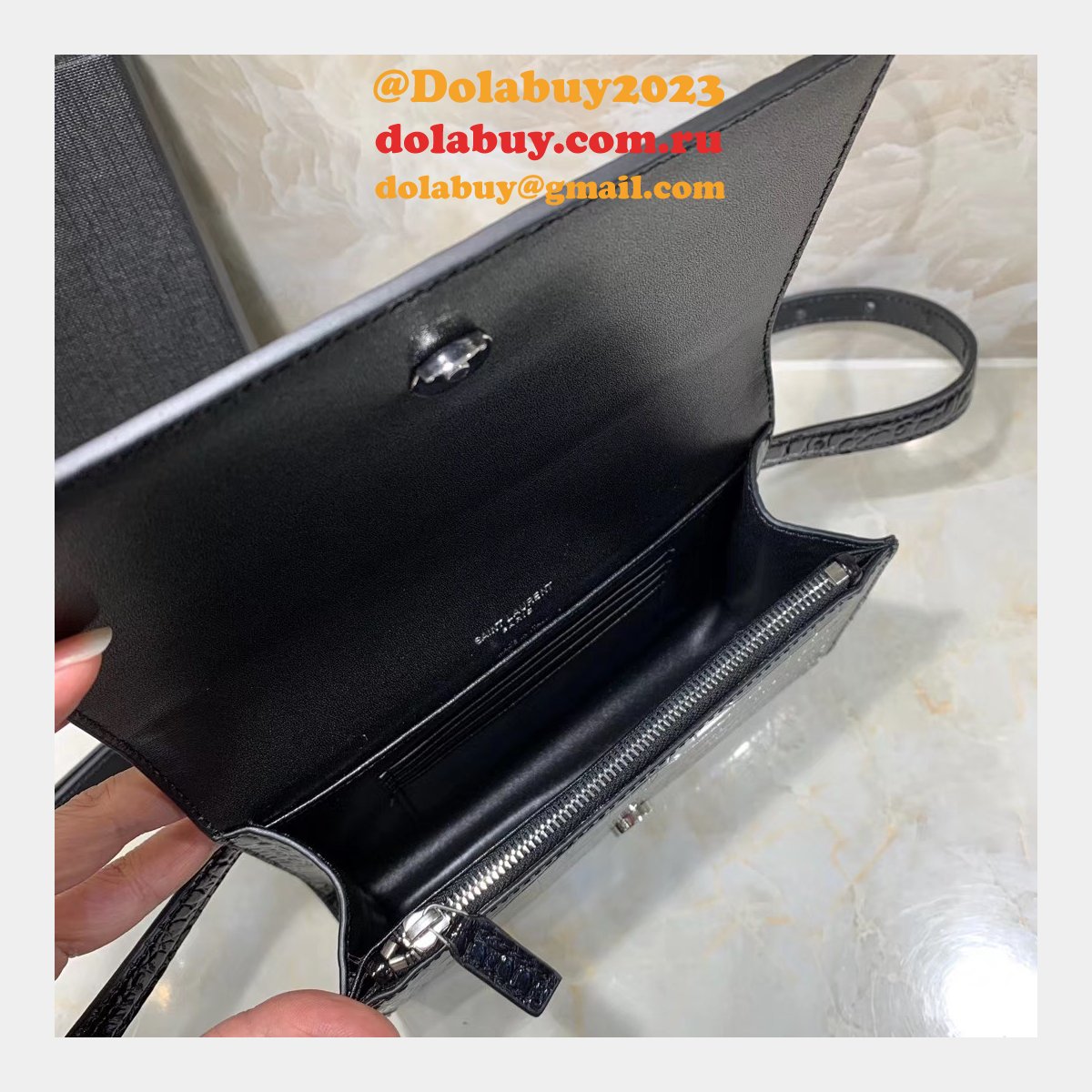 Replica black Saint Laurent YSL Monogram Logo Fanny Pack