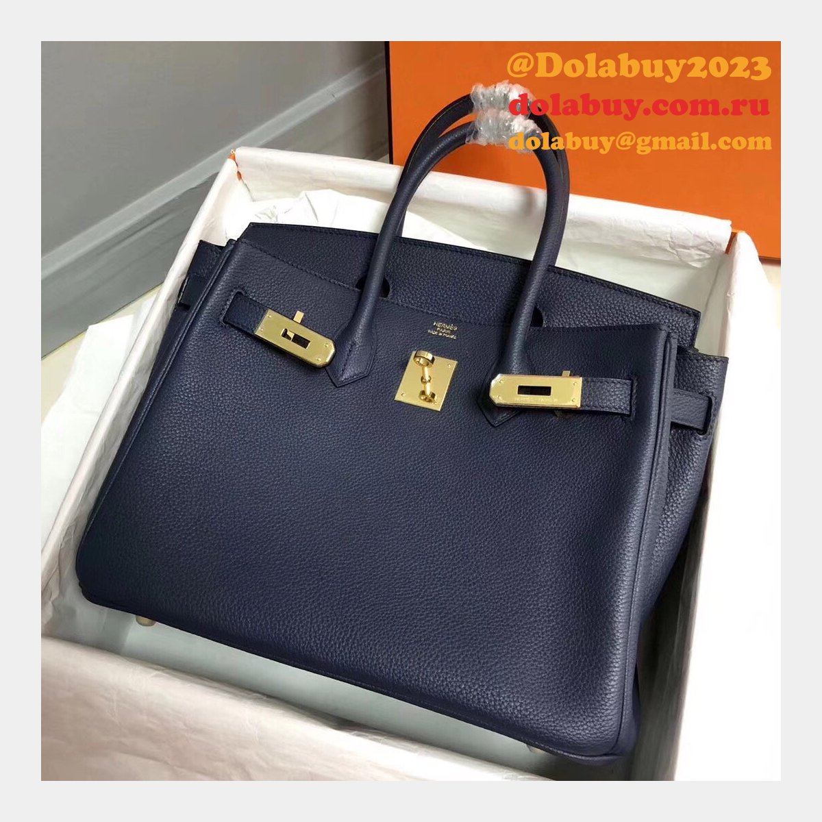 Hermes Birkin 35cm Togo leather Handbags Dark Blue
