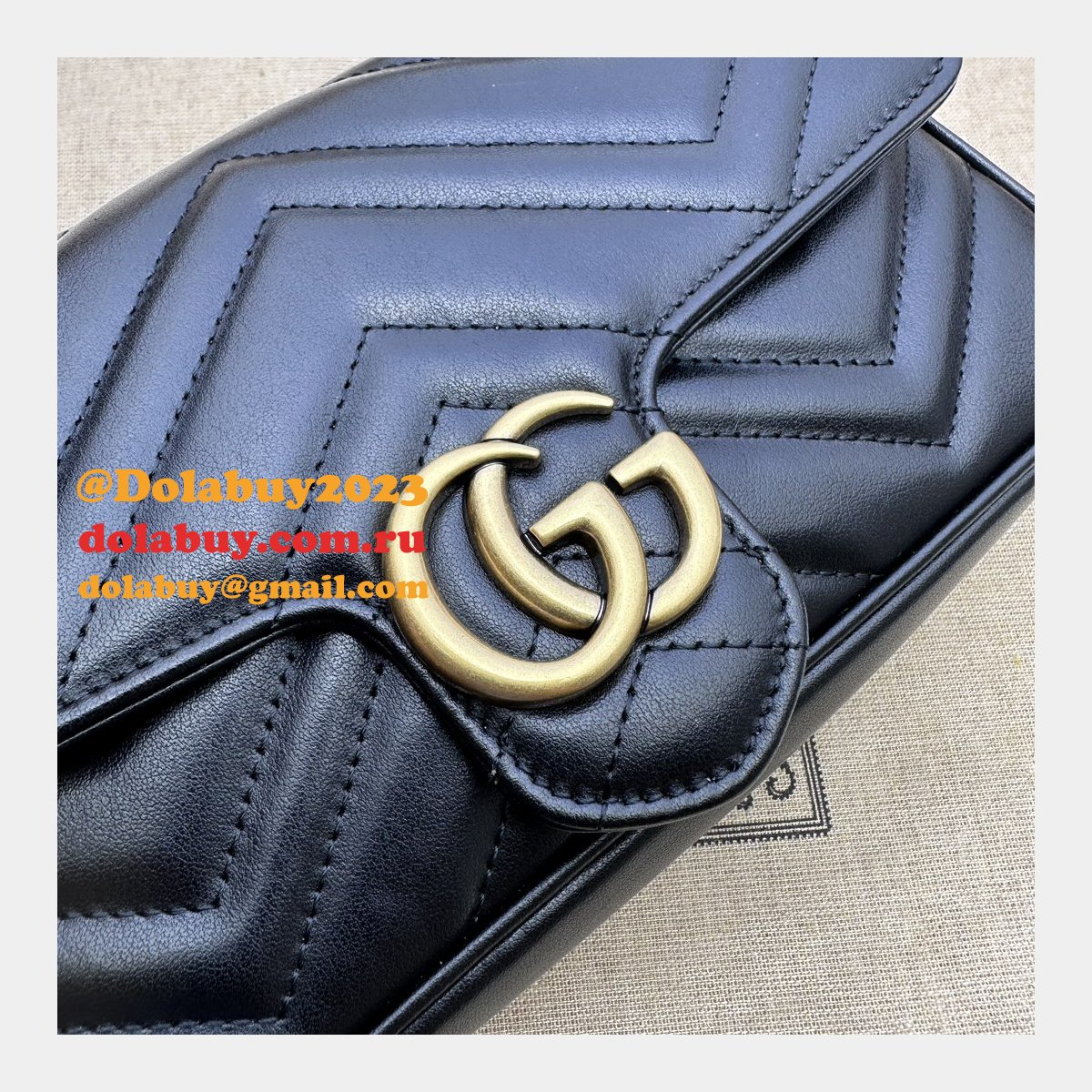 gg marmont G*u*i replica card case chain wallet 751526 bag
