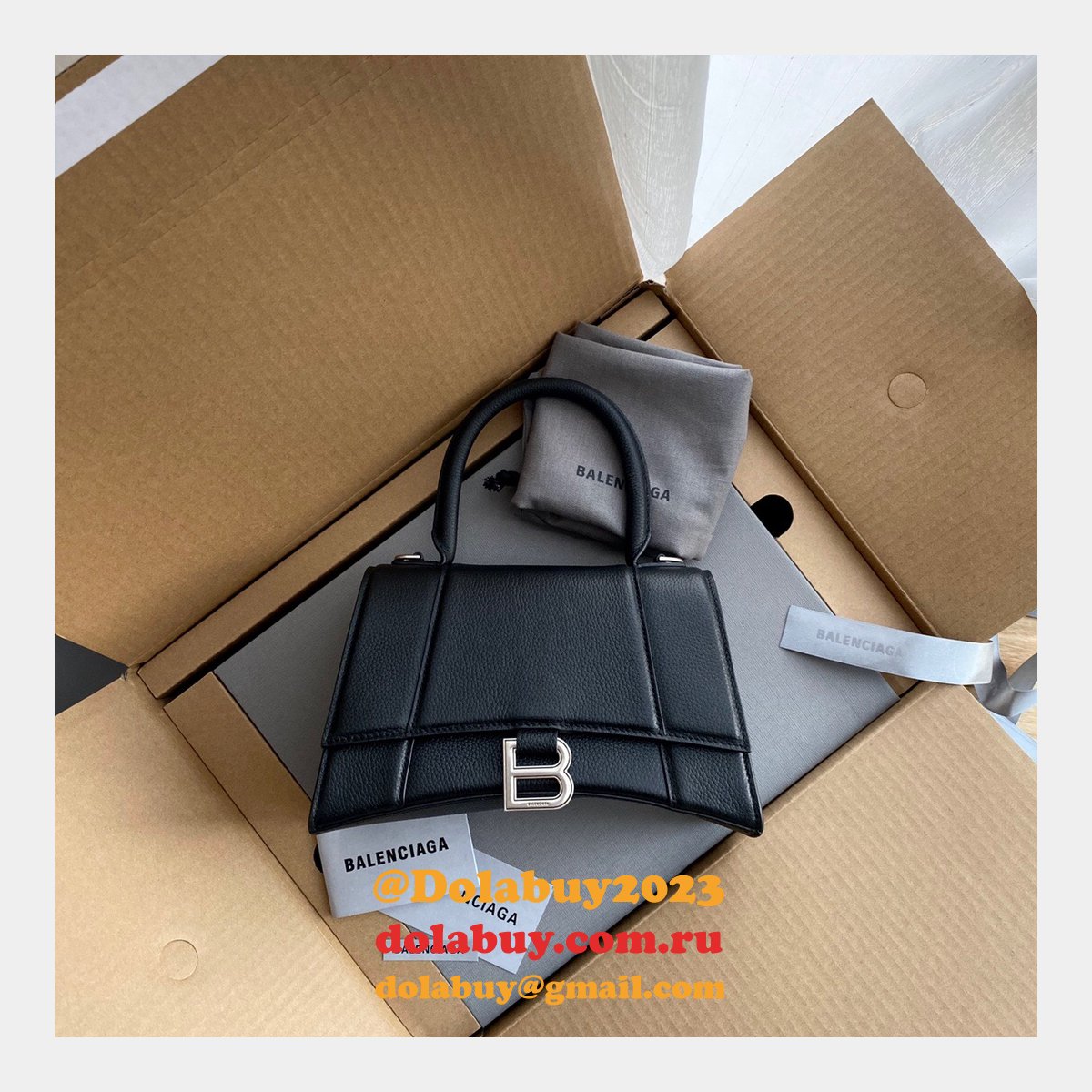 The Best Affordable Balenciaga Knock off Lychee Pattern Hourglass 19/23cm Bag