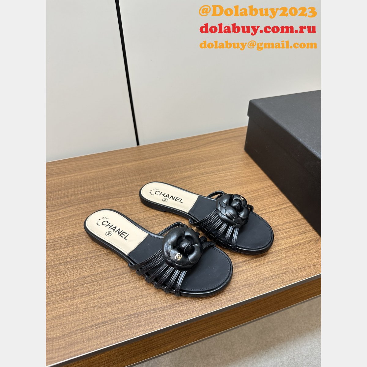Perfect Pre-owned High End Replica Camellia Slide Flat Sandals Shoes
