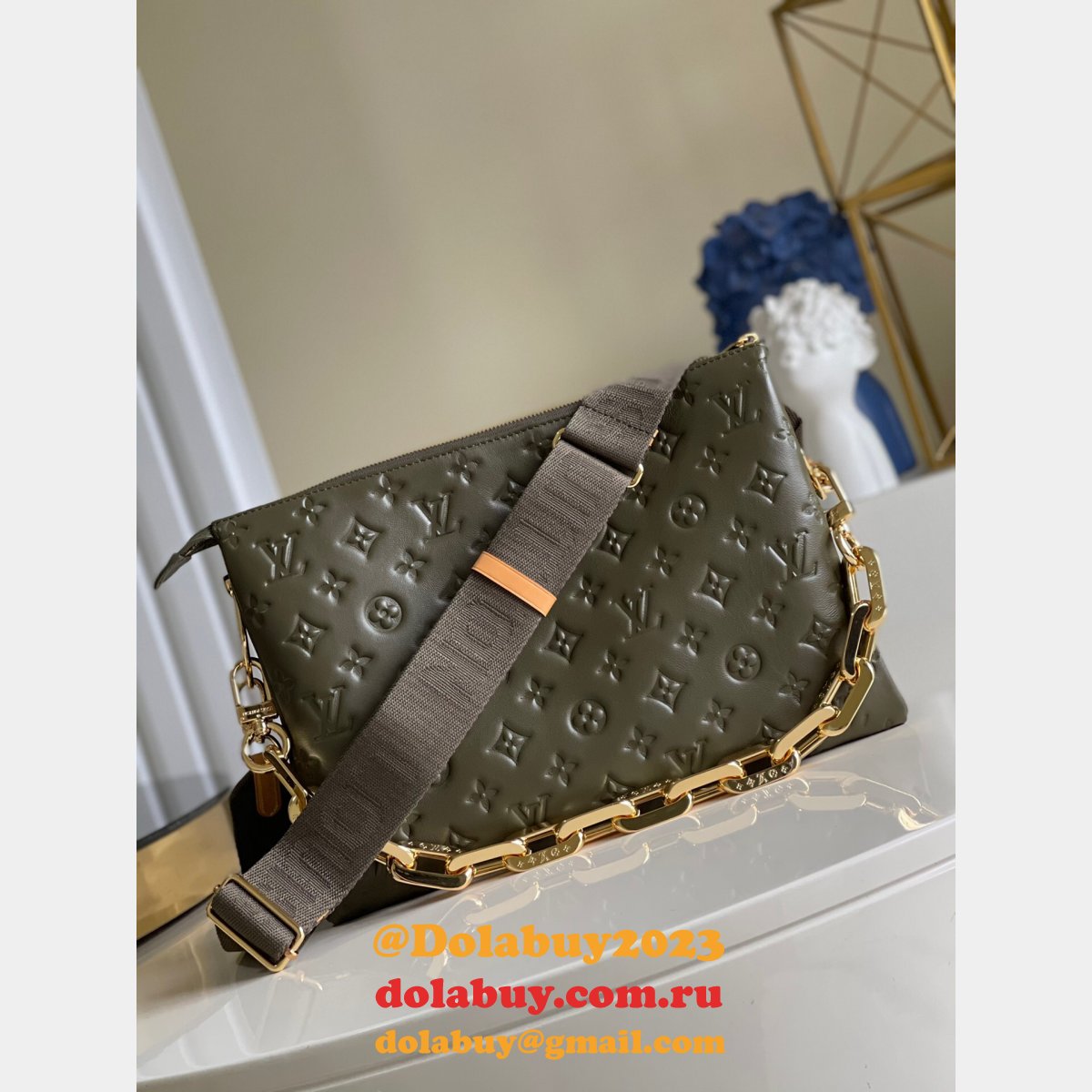 Quality Louis Vuitton Replicas Coussin Other Leathers M57782 Khaki Green