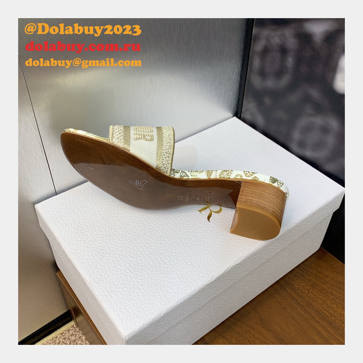High Quality Dior Dway Heeled Slides Replica Shoes