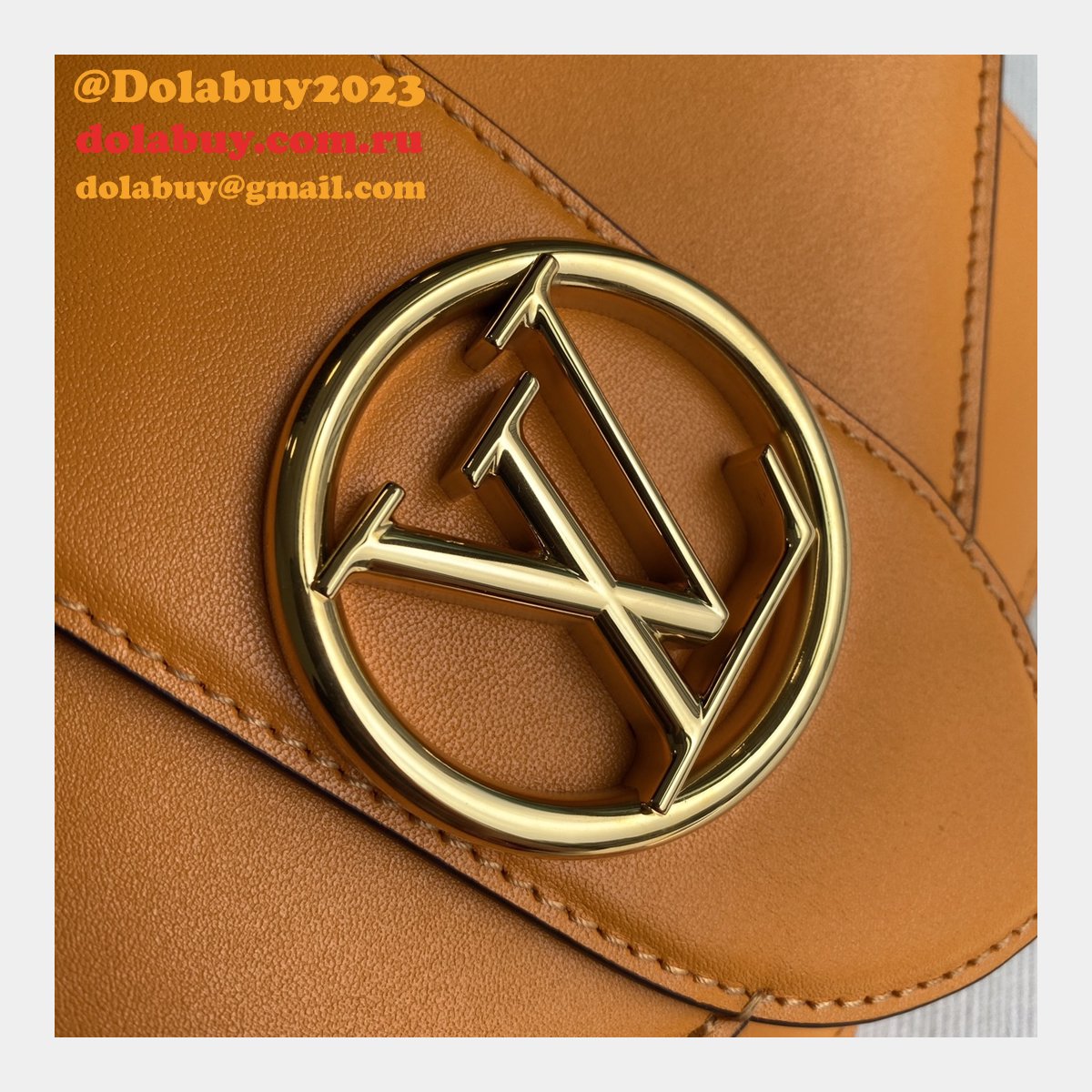 Top Quality Louis Vuitton M55946 LV Pont 9 Calfskin Leather Summer Gold Handbags