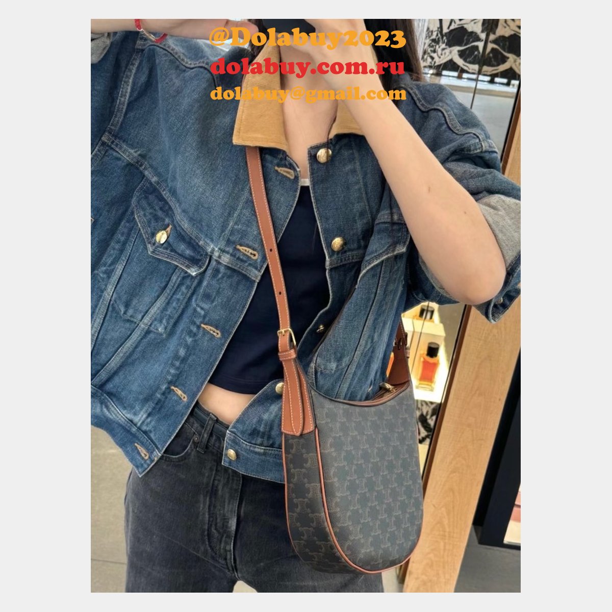 Designer Celine Fake 117253 Heloise Cuir Triomphe Bag