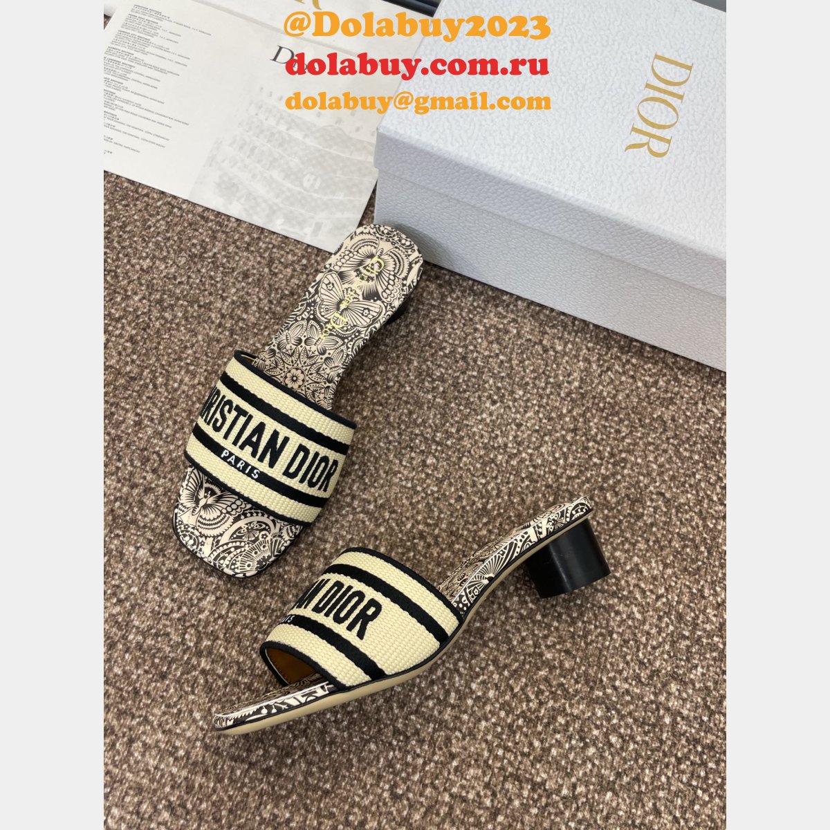Wholesale 1:1 Mirror Dway Heeled Slide