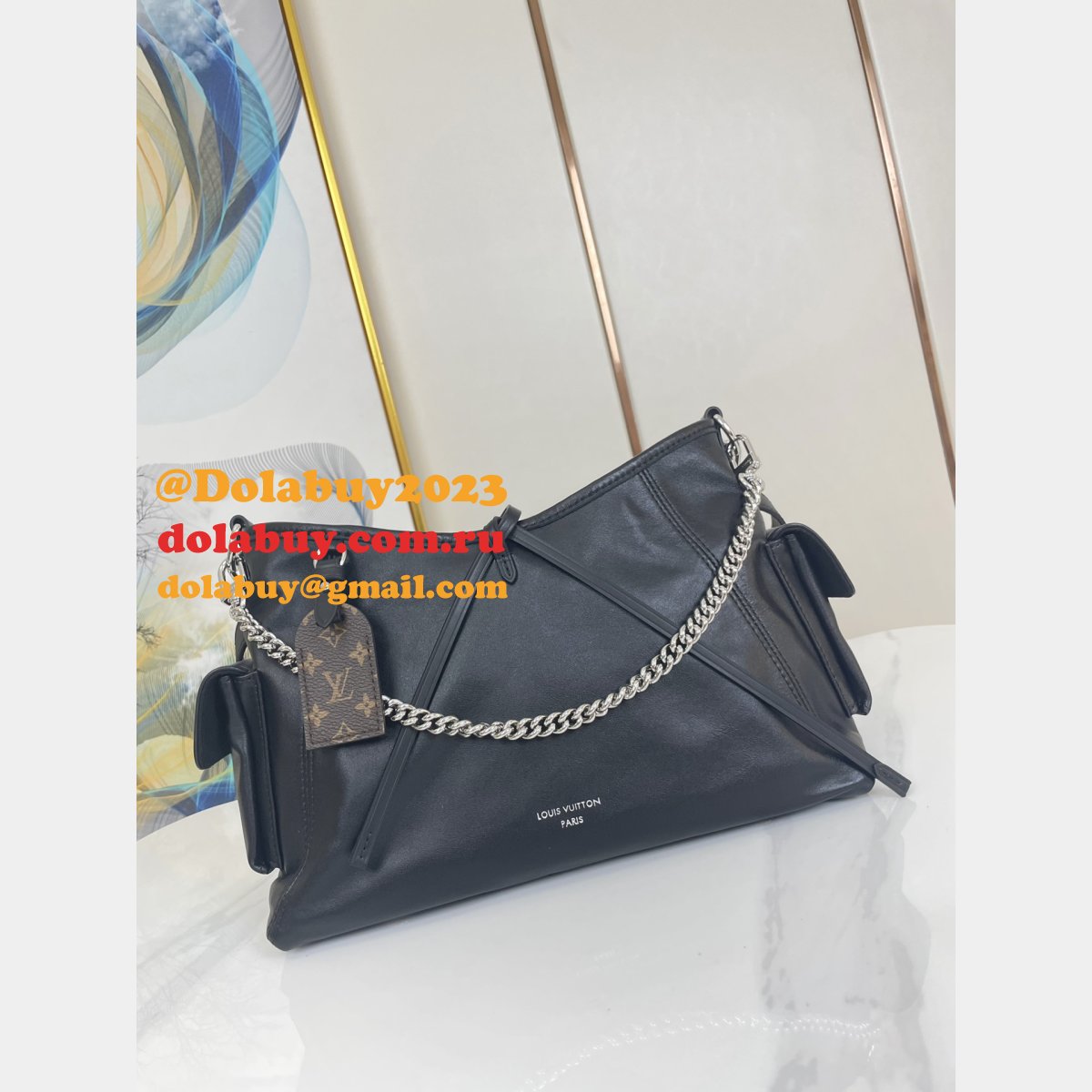 Inspired M24861 CarryAll Cargo PM H27 Louis Vuitton Perfect Black Bag