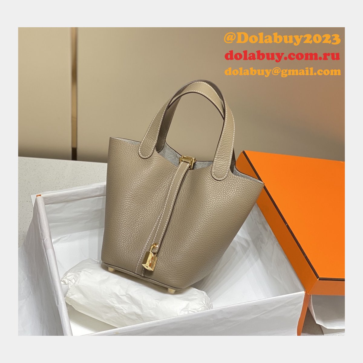 Luxury 7 Star Replica Designer Hermes Picotin 18/22cm Gold Online