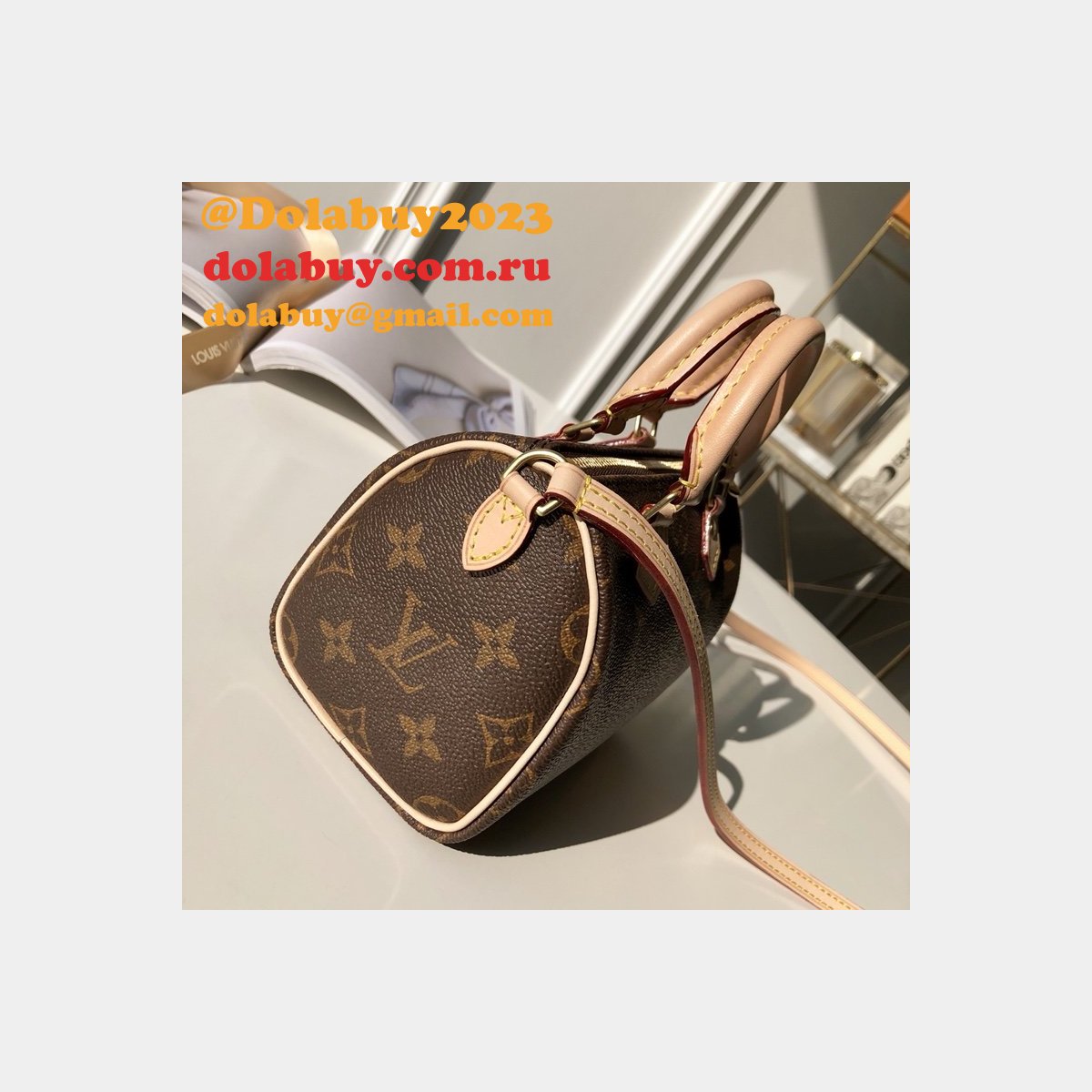 Replica Louis Vuitton Fashion Nano Speedy Monogram M61252 Marron Handbags