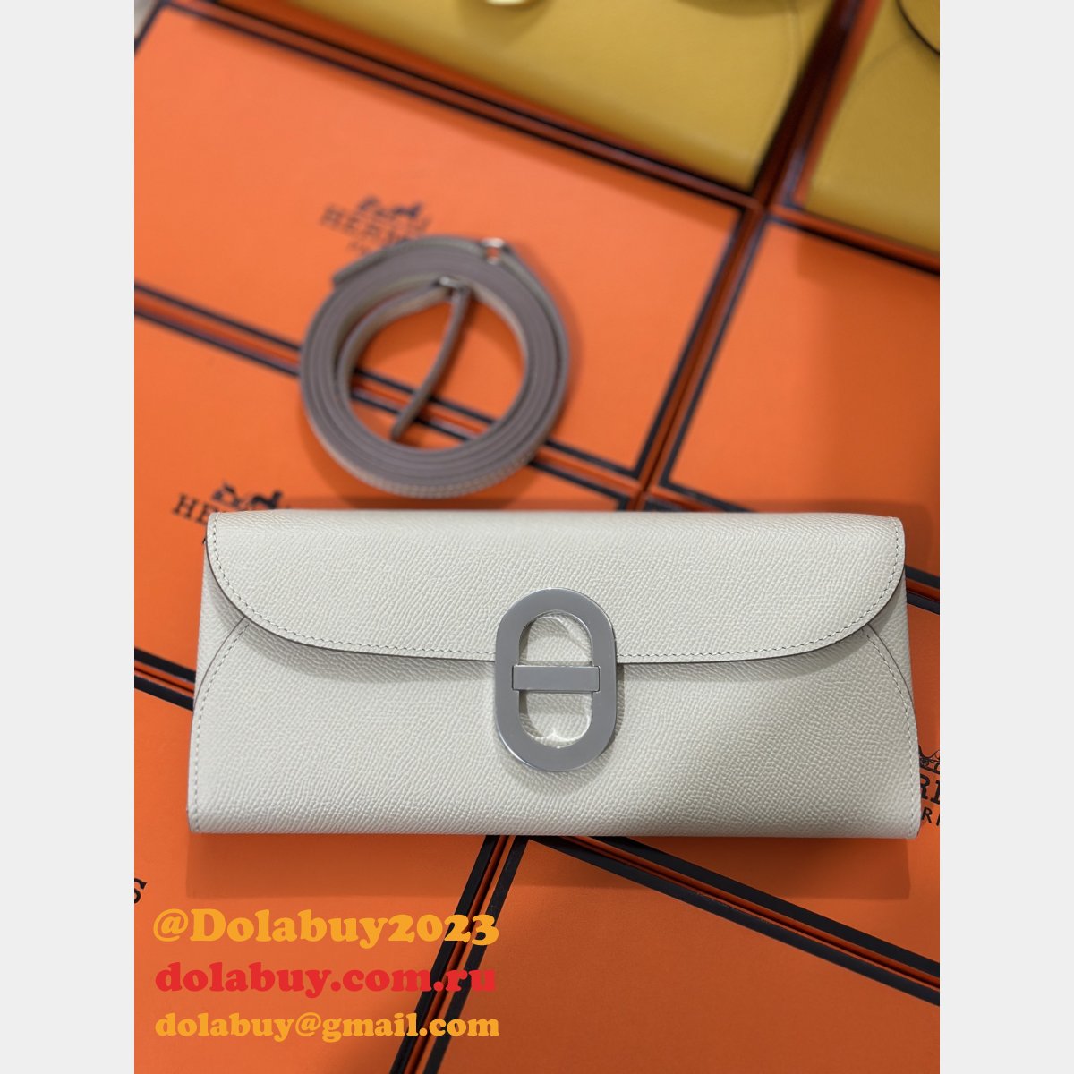 Luxury Hermes  D Ancre to go clutch Epsom bag