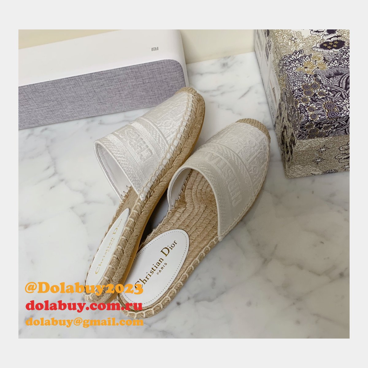 Best Quality 1:1 Mirror Dior Embroidered Fisherman Shoes