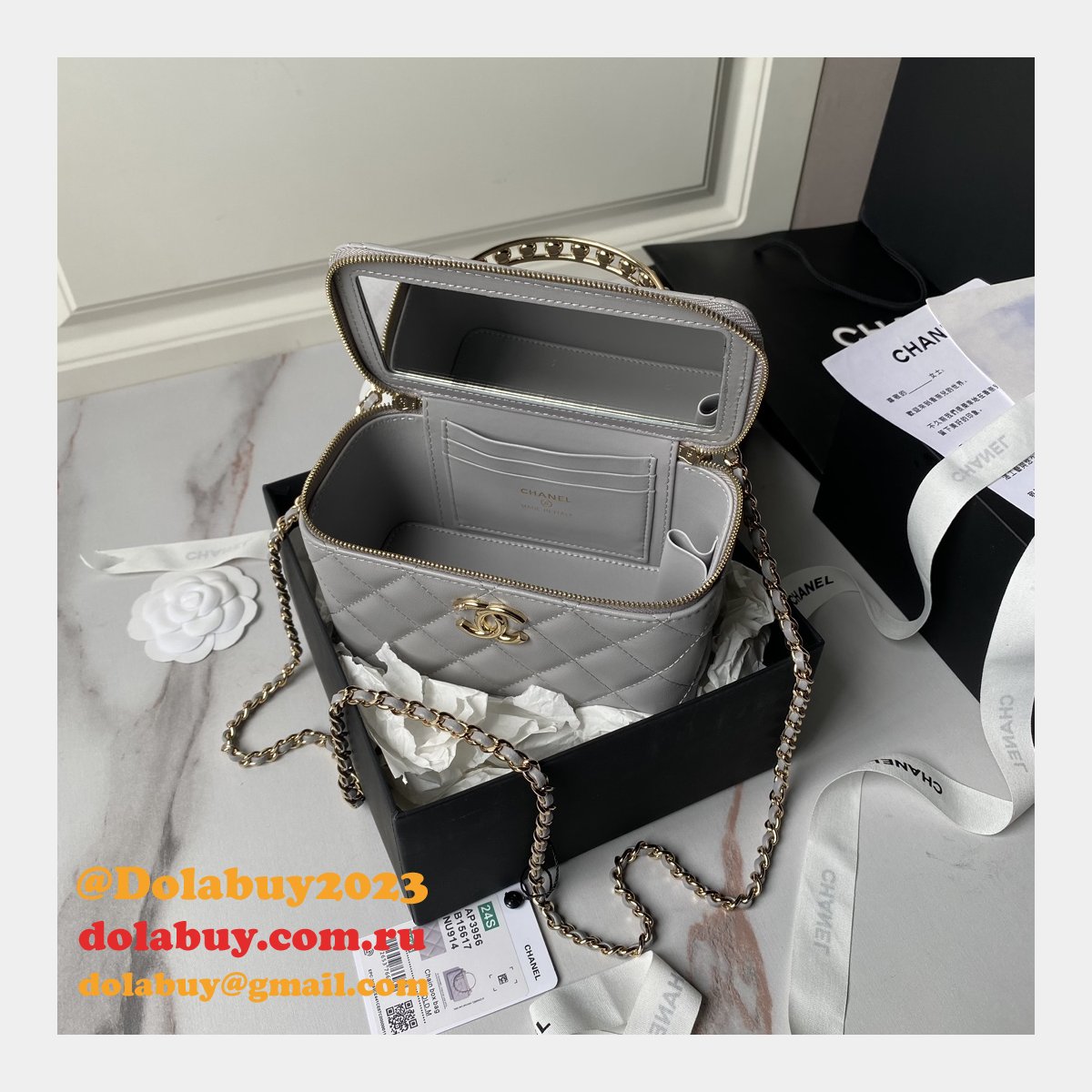 Best AP3956 Vanity Shoulder 1:1 Mirror Luxury Fake Bags