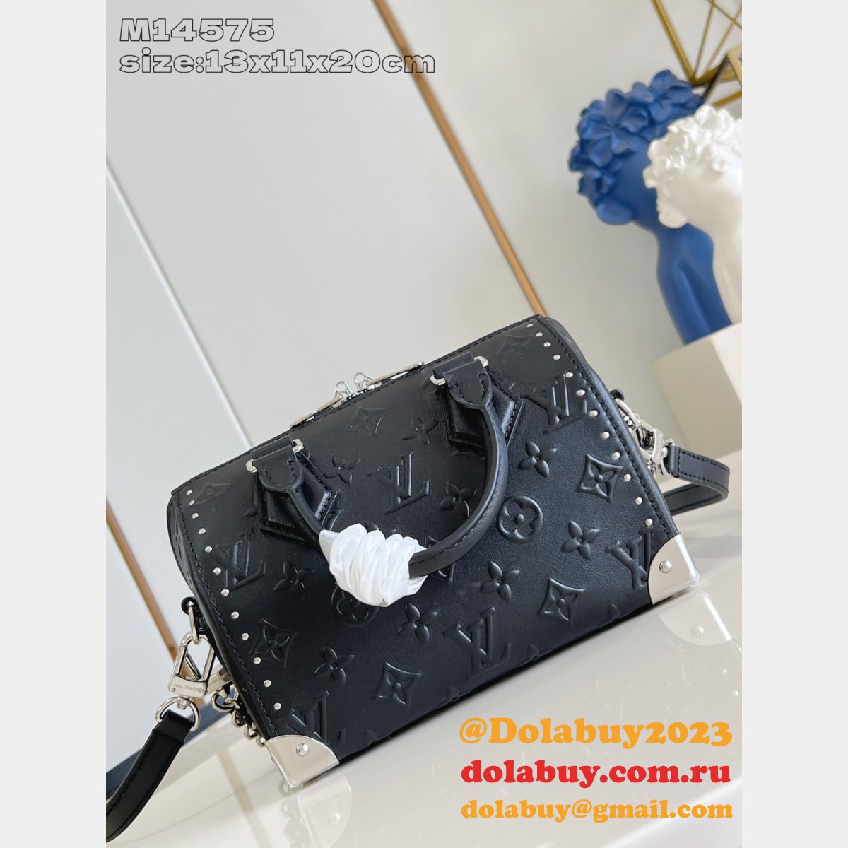 Louis Vuitton Speedy 20 Trunk Bag M14575 Luxury Black Perfect