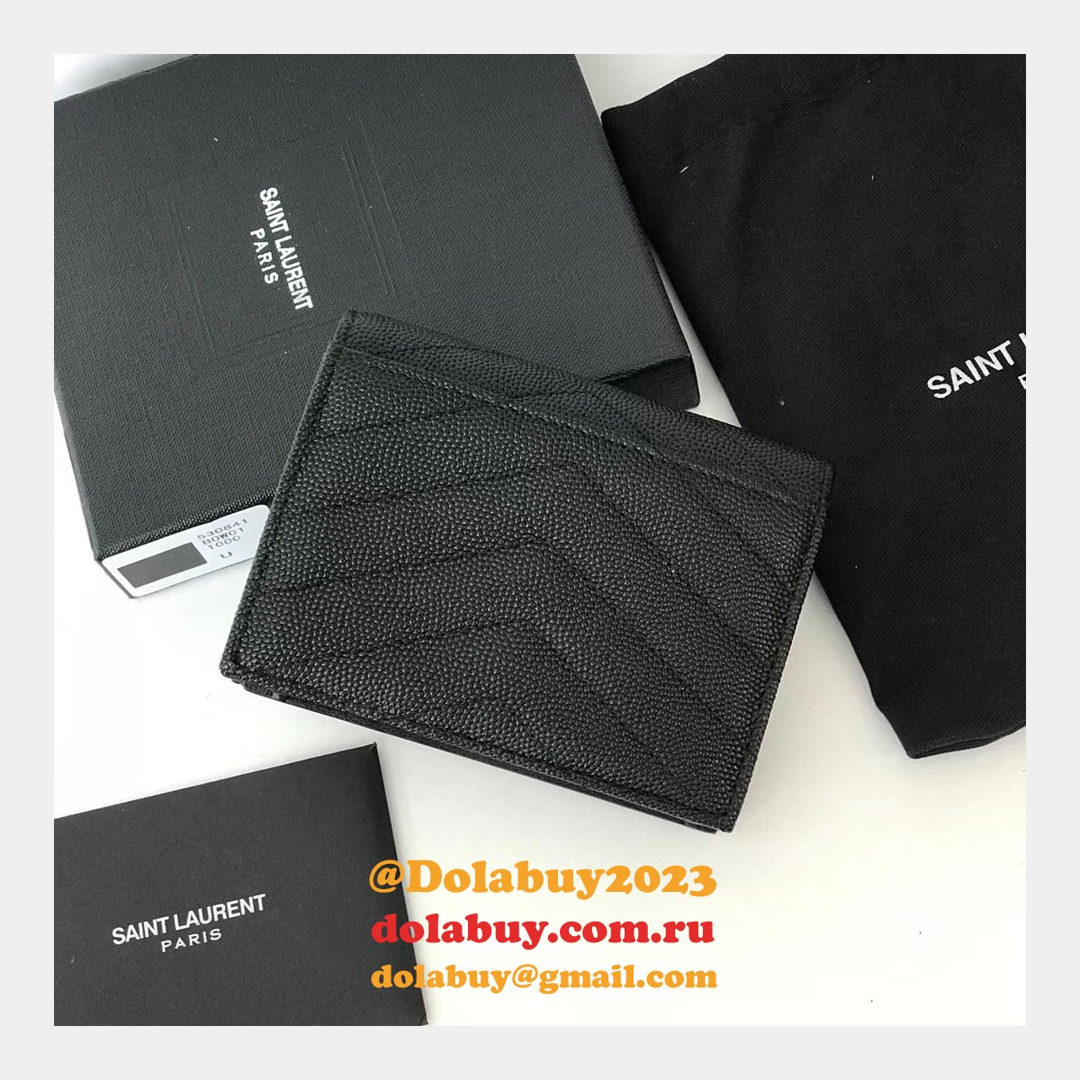 Fake YSL Saint Laurent Short MONOGRAM 459738 Black Wallet