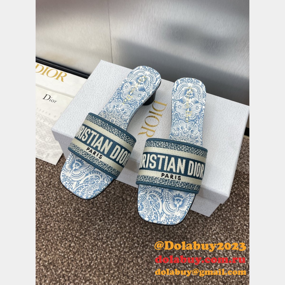 Wholesale 1:1 Mirror Dway Heeled Slide