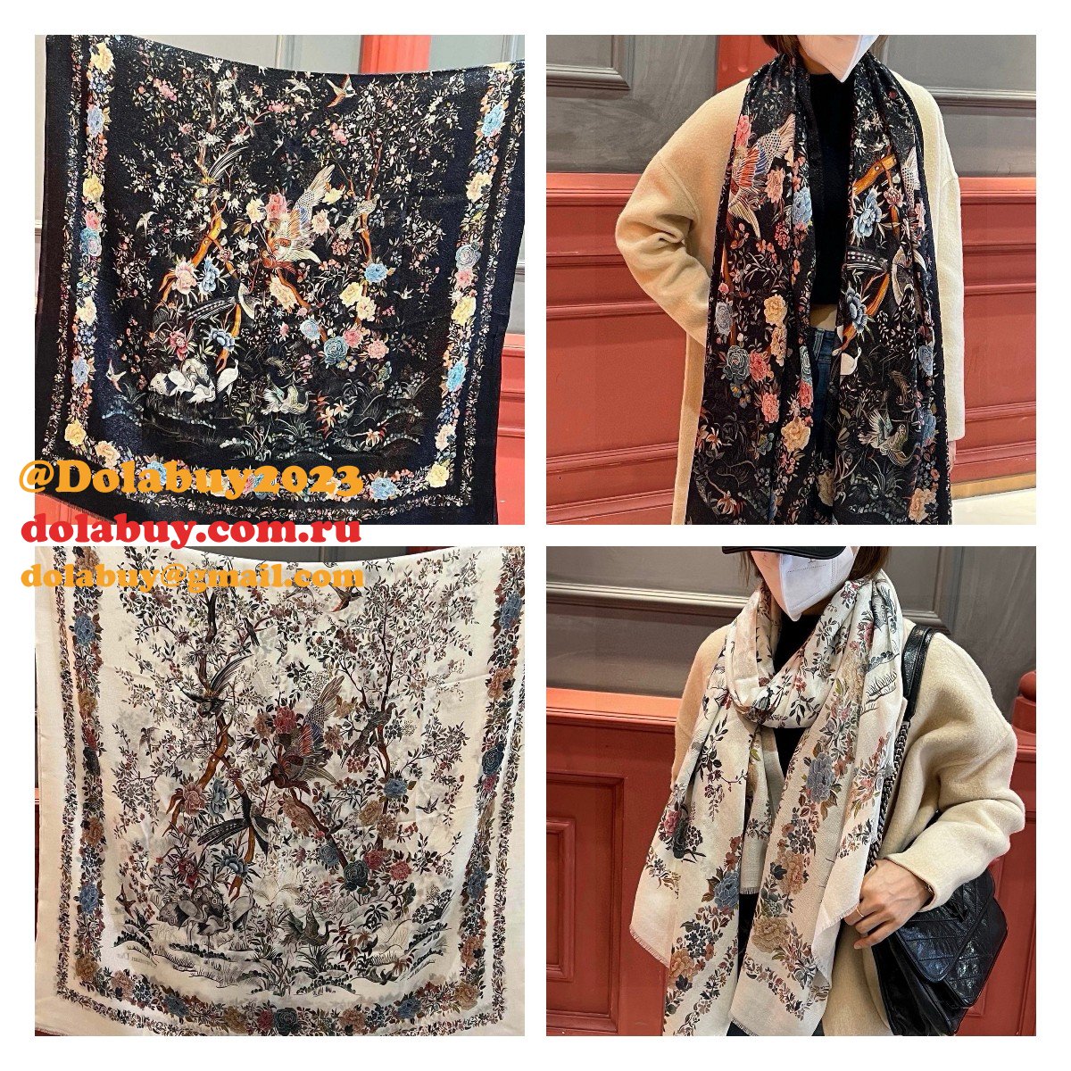 Best Dior Long Cashmere Gold And Silver Wire Scarf
