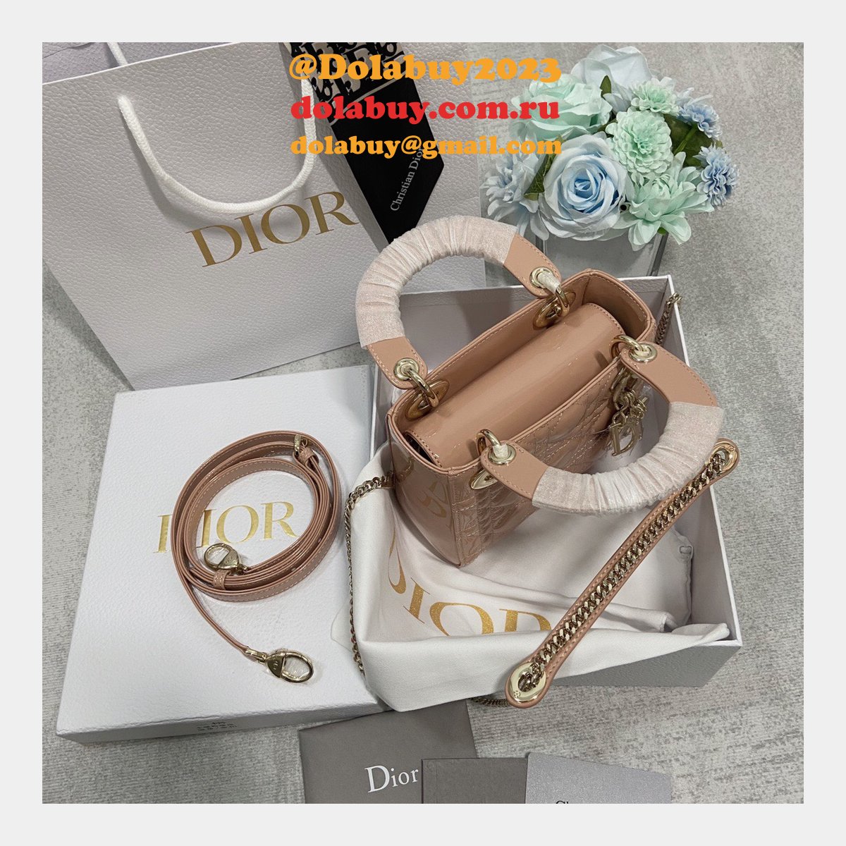 High Quality Christian Dior Lady patent leather 17CM Bag mini