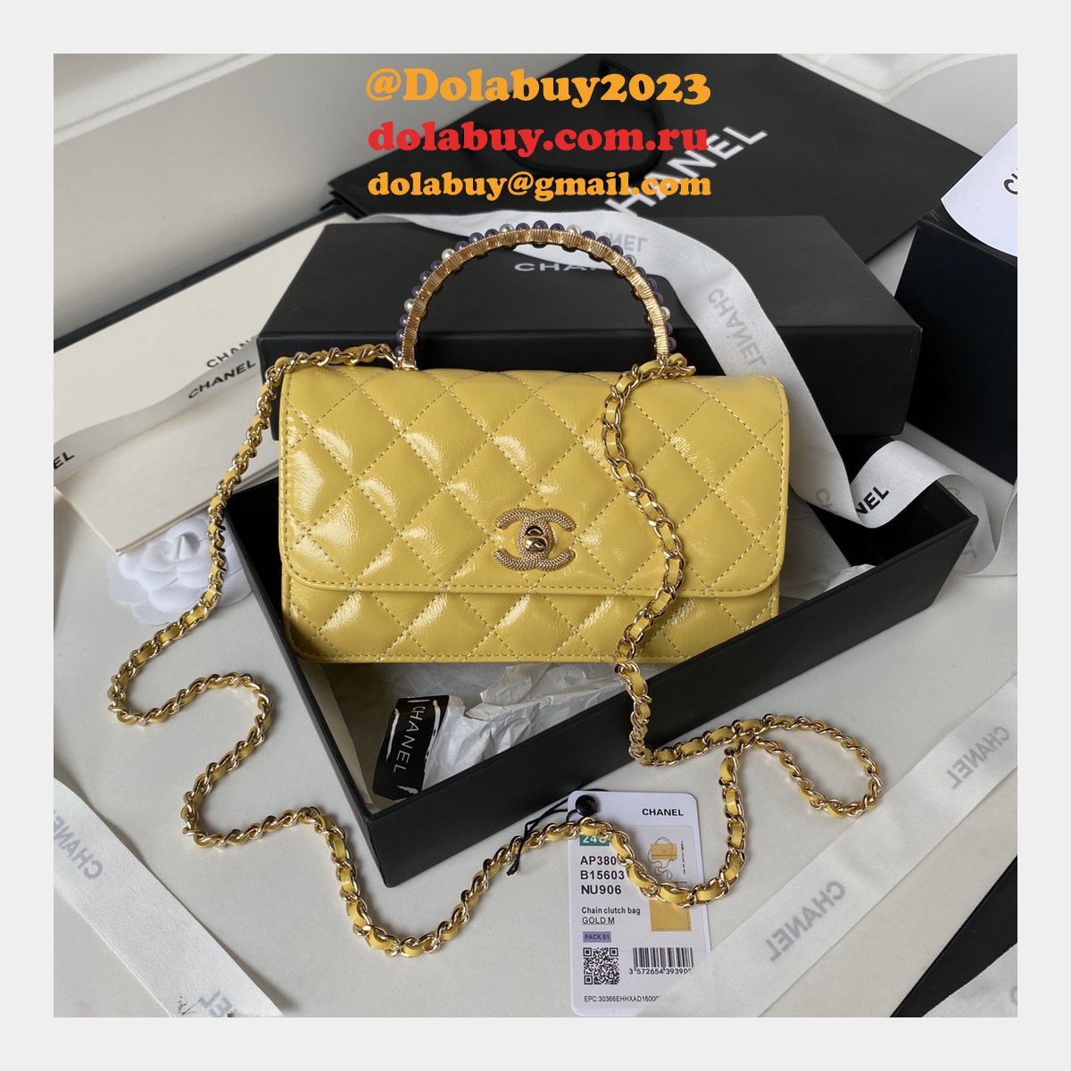 Designer Replicas AP3803 Clutches Shiny Perfect Chain Bag