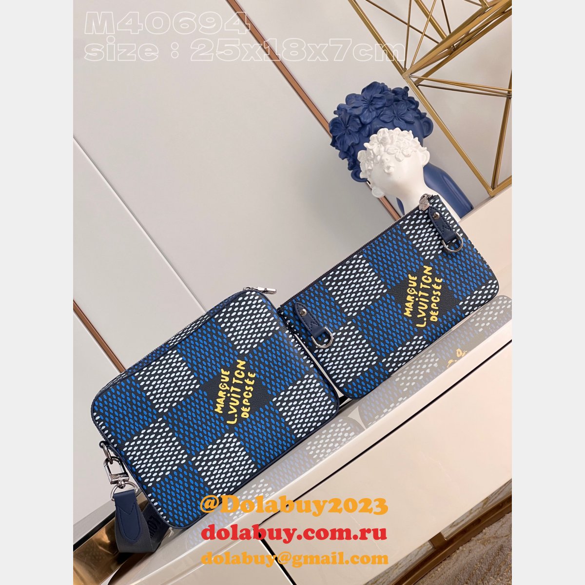 Damier Graphite M40694 Canvas Studio Messenger Louis Vuitton Designer Bag