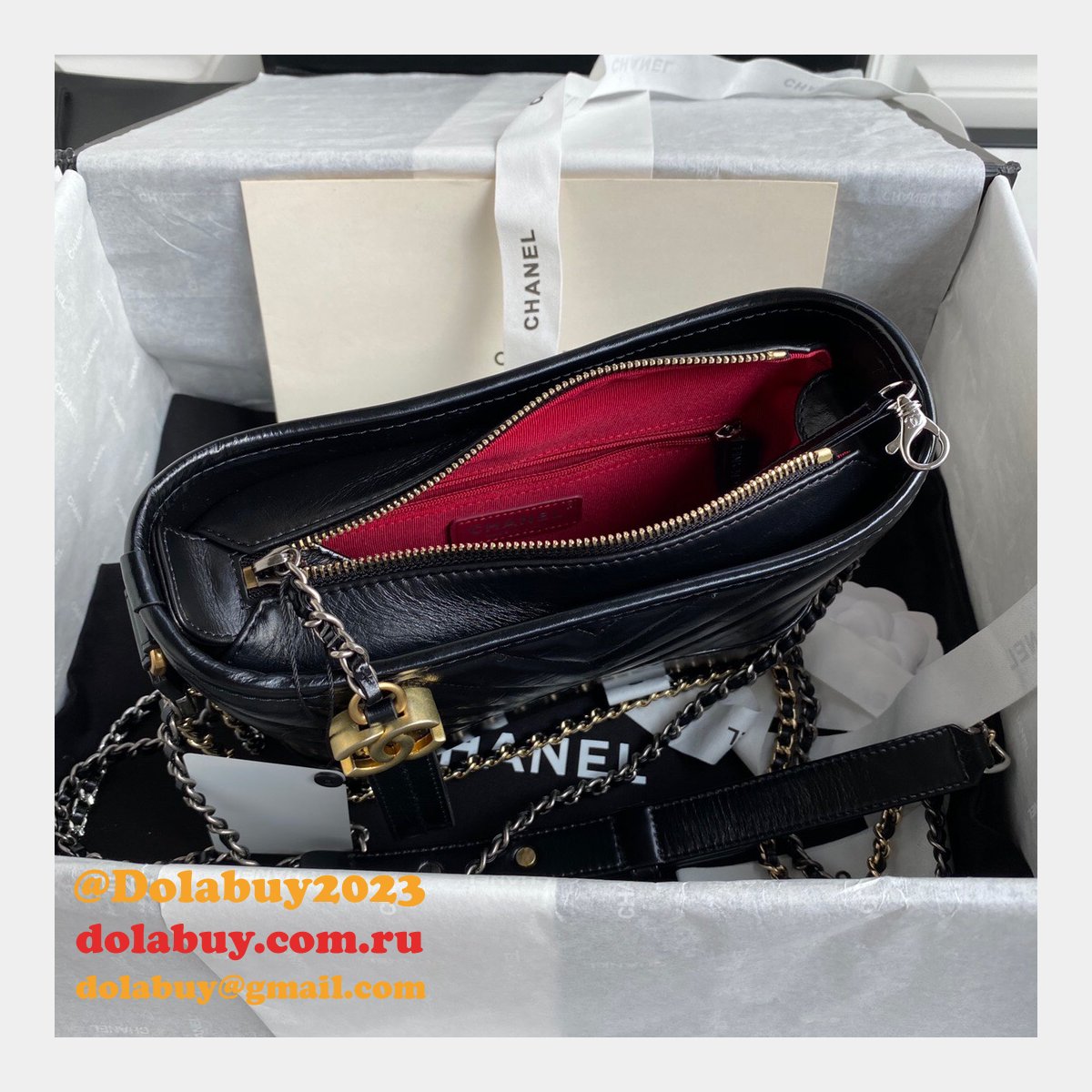 Fashion GABRIELLE Small Hobo A91810 Black Bag Aged Calfskin 20CM