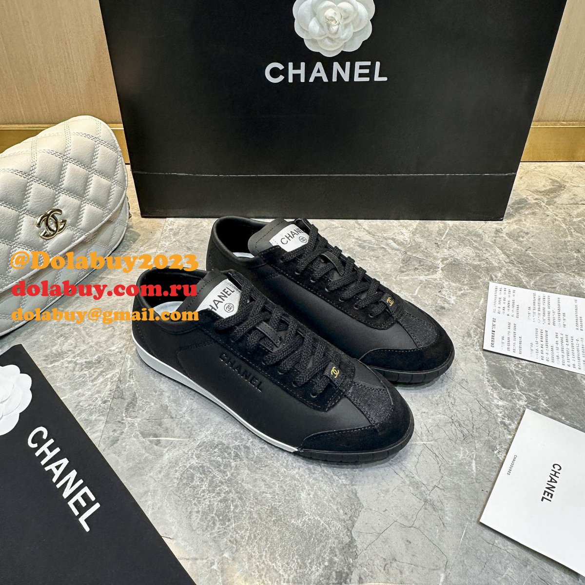 Designer chane Calf leather & calf suede sneaker 2024