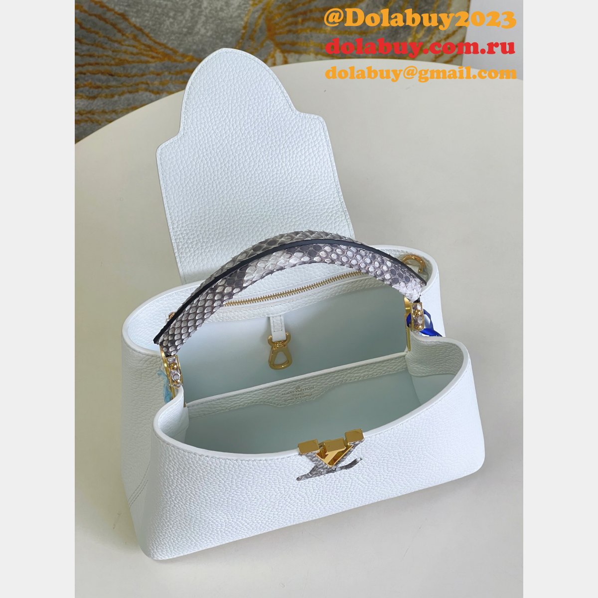 Louis Vuitton AAA Replica Designer Capucines Mini White M97980/M55921 Bag