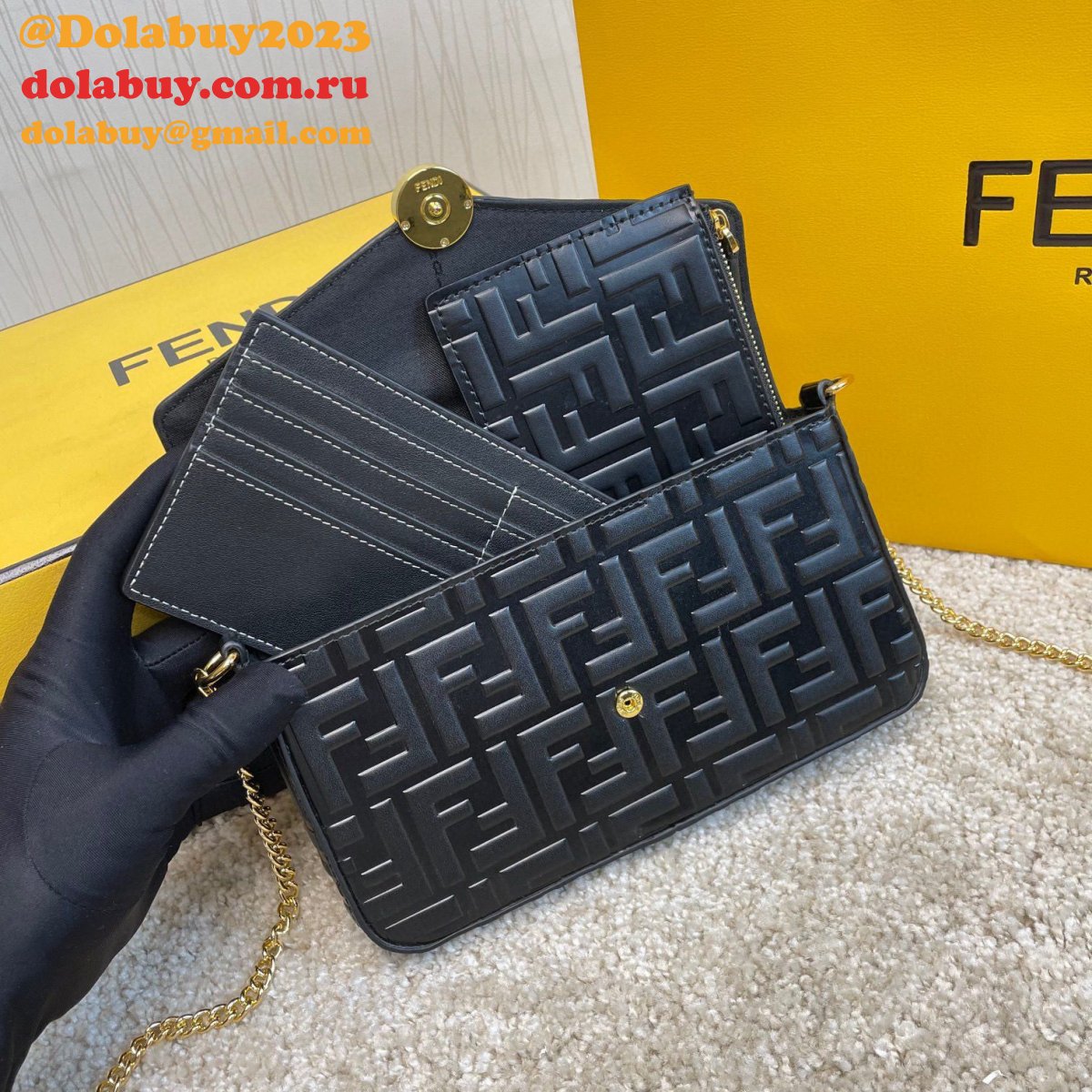 F**di best fashion 212200 maca embossing black bags
