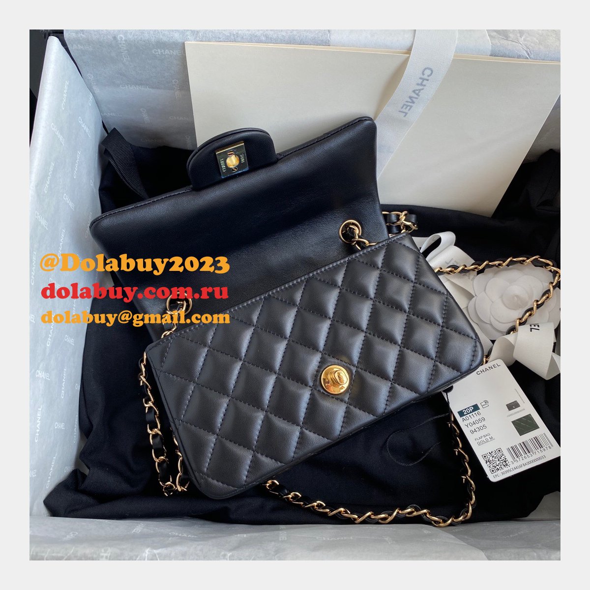 2020 Luxury CC CF 20CM Flap Lambskin Classic Black Bags