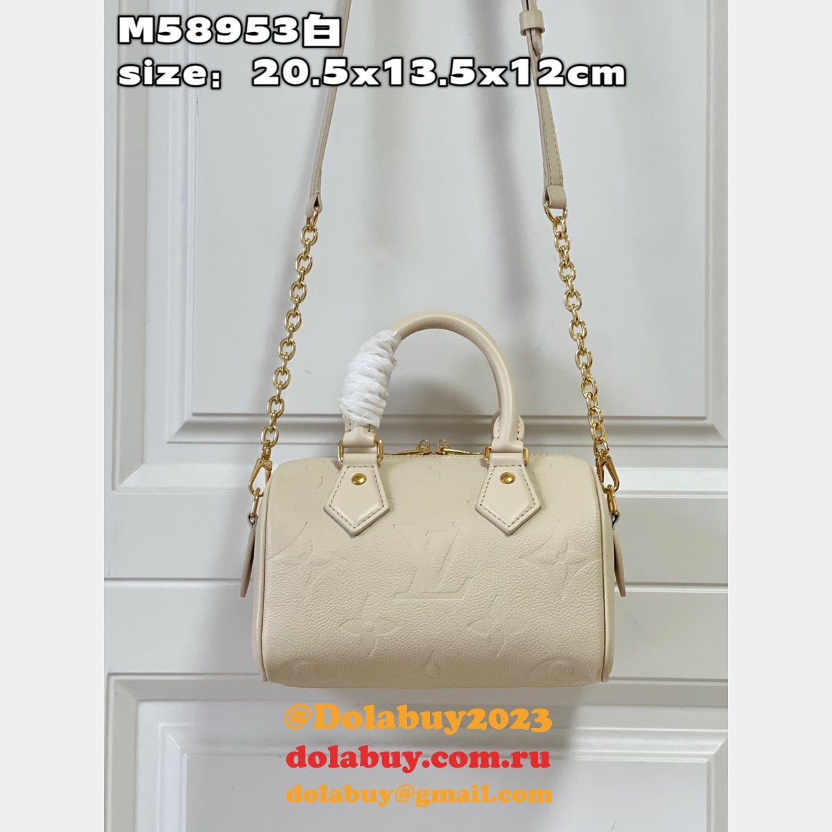 Speedy Replica LV Bandouliere 20 Creme The Best Quality Bag