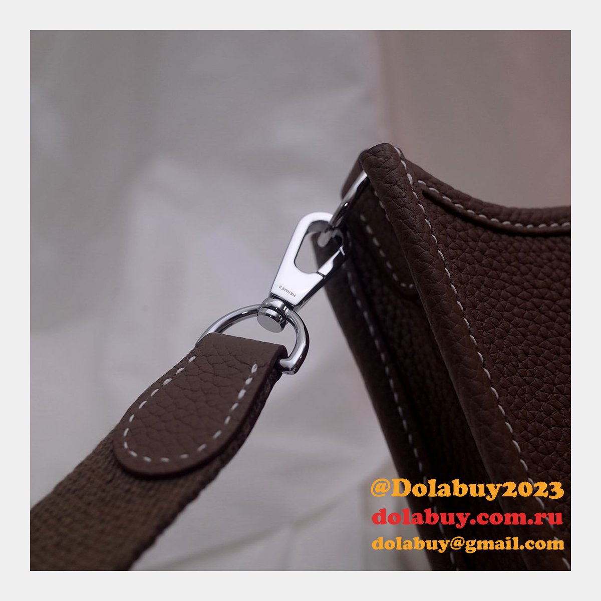 Hermes Mini Evelyne Handbags Replica Coffee