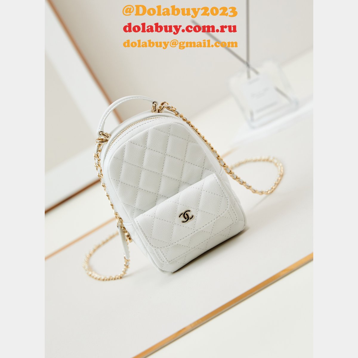 Fashion 24Cmini caviar leather women backpack AP3753