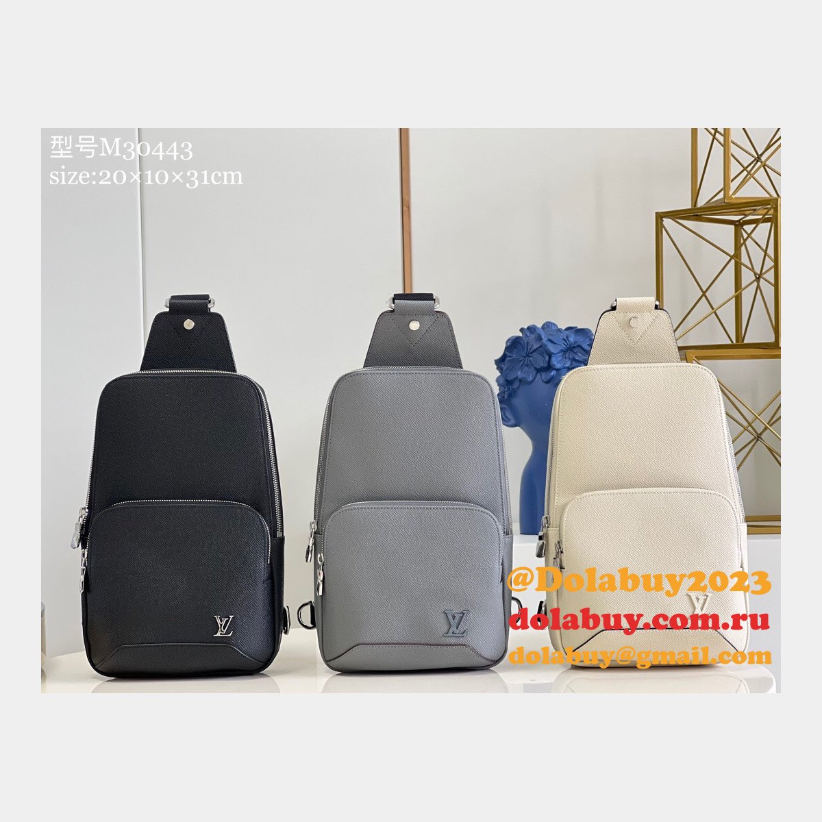 Louis Vuitton High Quality Designer Replica Avenue Sling M30443 Taiga Bag