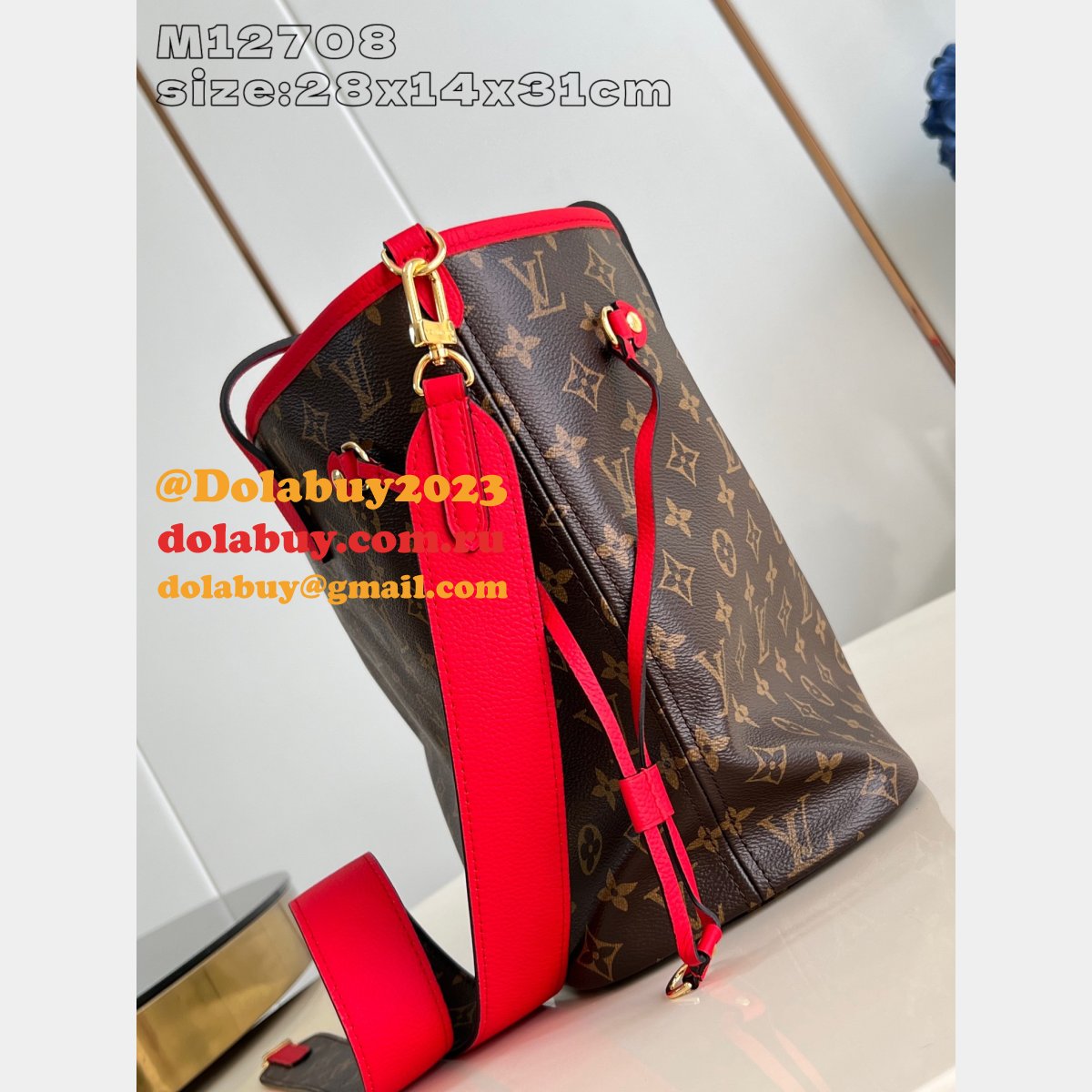 The Best Quality Louis Vuitton Neverfull M12708 Red Replica Bags