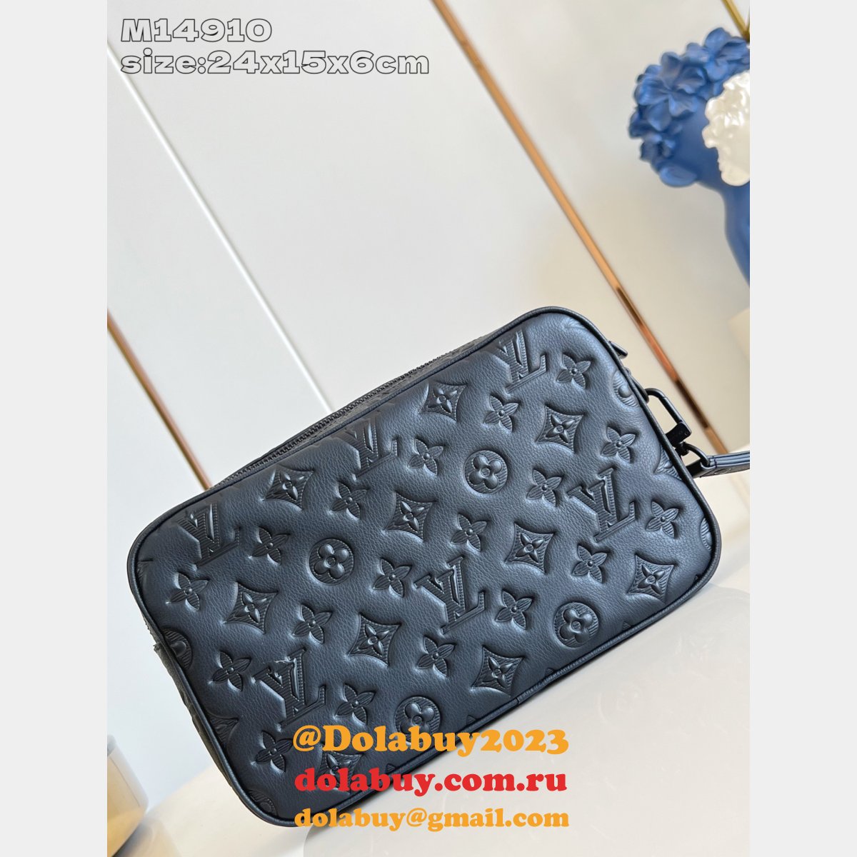 Louis Vuitton Pochette Kasai Pouch M14910 Luxury Monogram Shadow Black