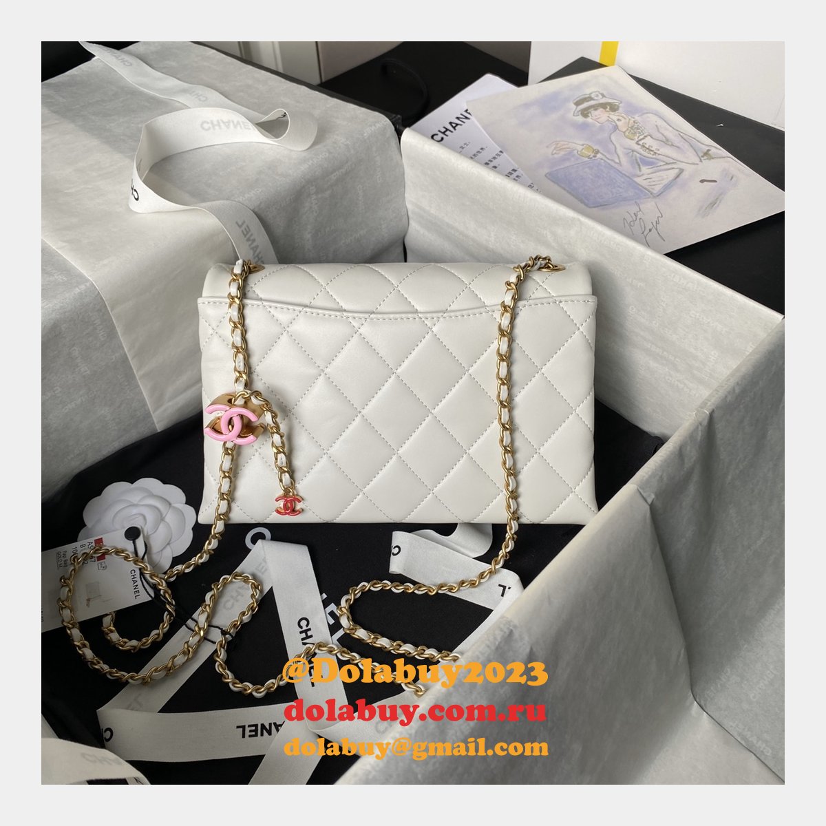 Replica AS4967 Classic Flap Luxury 7 Star Black/White Bags