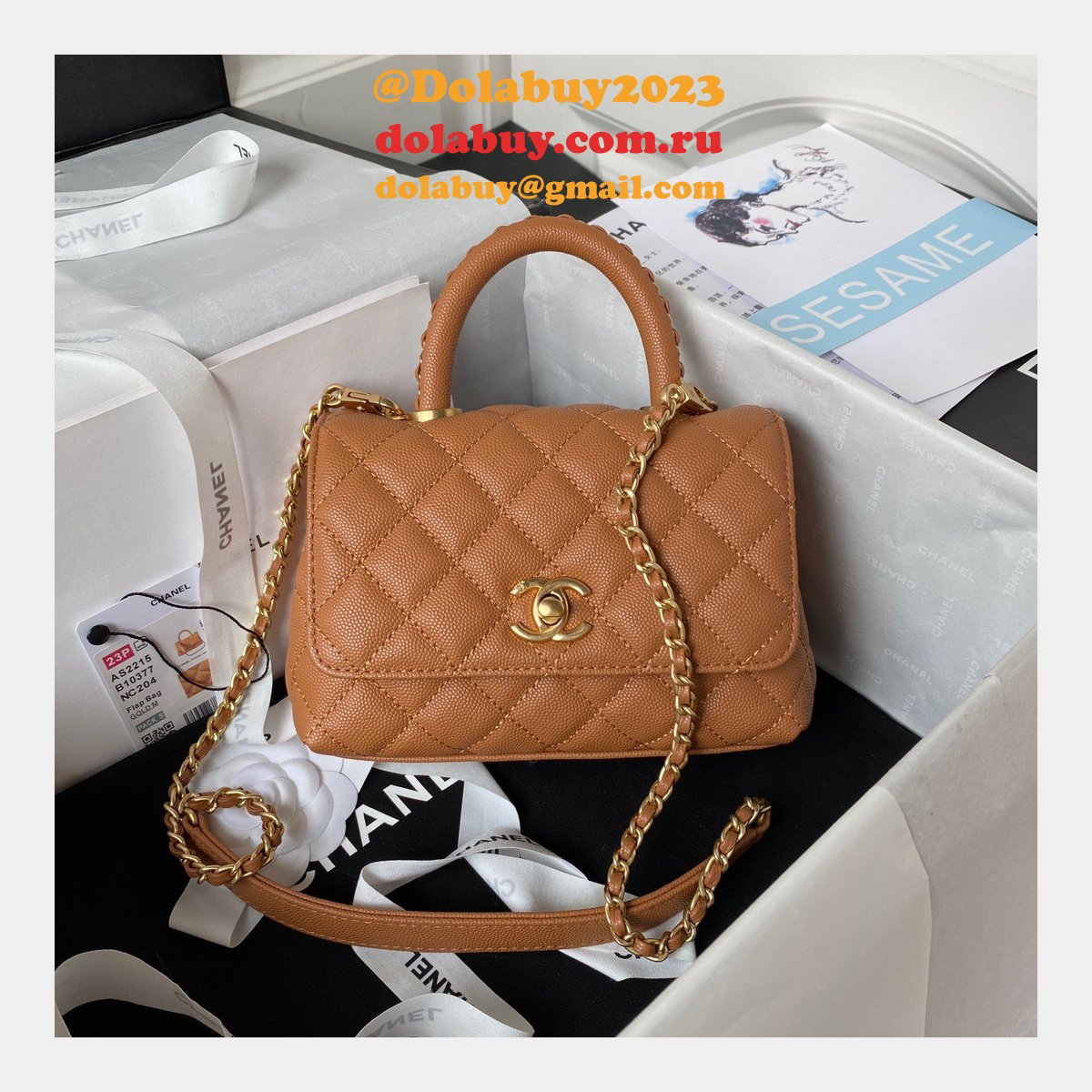Replica Handle Matelasse 2Way AS2215 Shoulder Bag CAVIAR 19CM