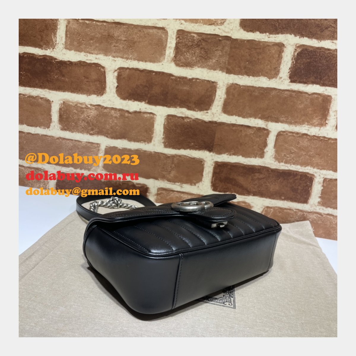 G*u*i designer copy gg marmont matelassé 446744 black bag