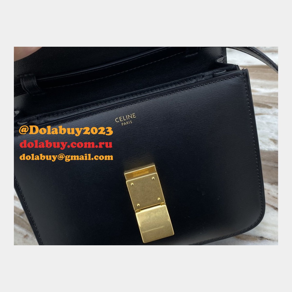 Replica Celine Teen Classic Leather Shoulder Black Bag