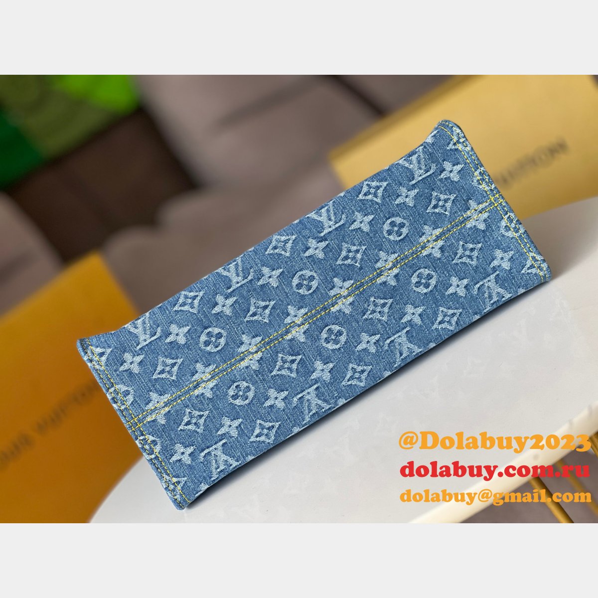 OnTheGo Louis Vuitton Replica Monogram Denim M46871 Handbag MM