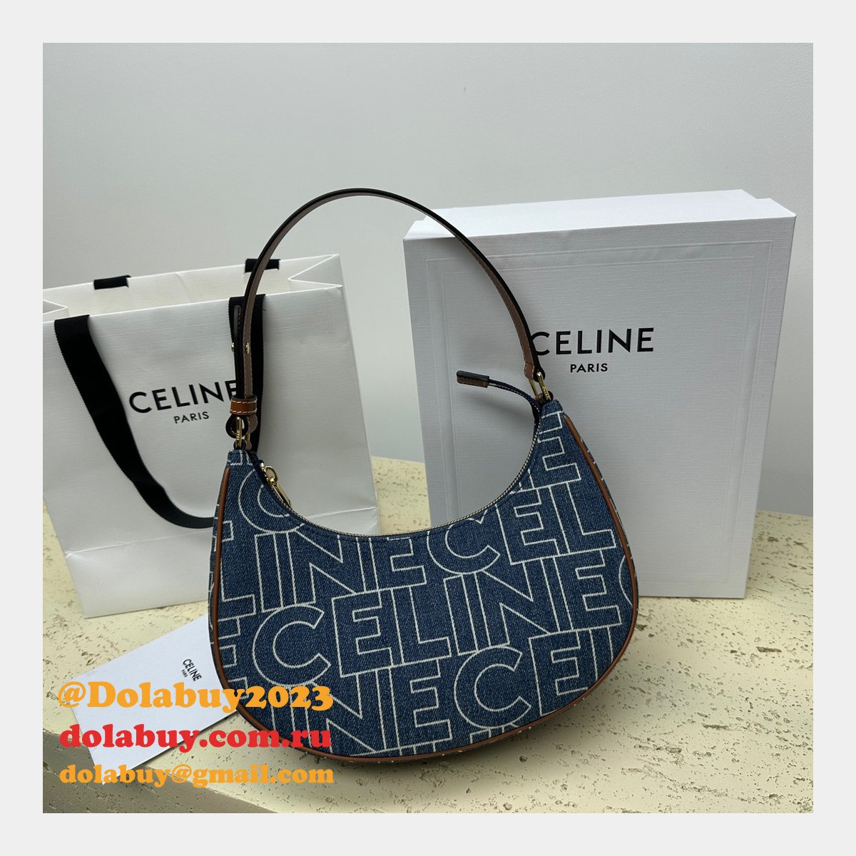 Celine Designer 1:1 Mirror Ava Denim 193952 Fake Bag