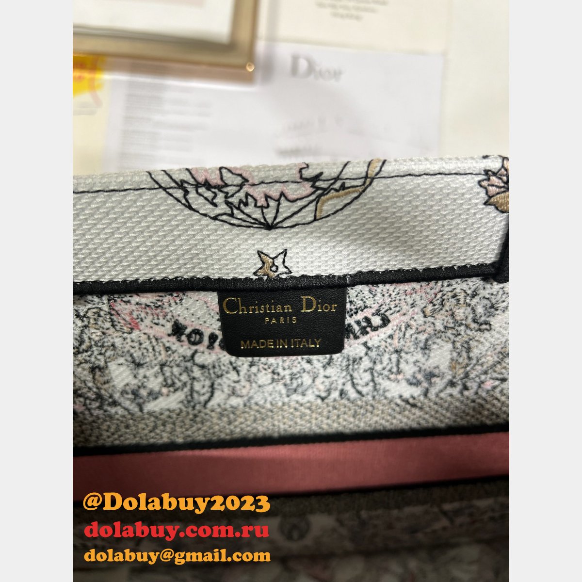 Christian Dior Buy Replica Book Tote Bayadere D-Stripes Pink