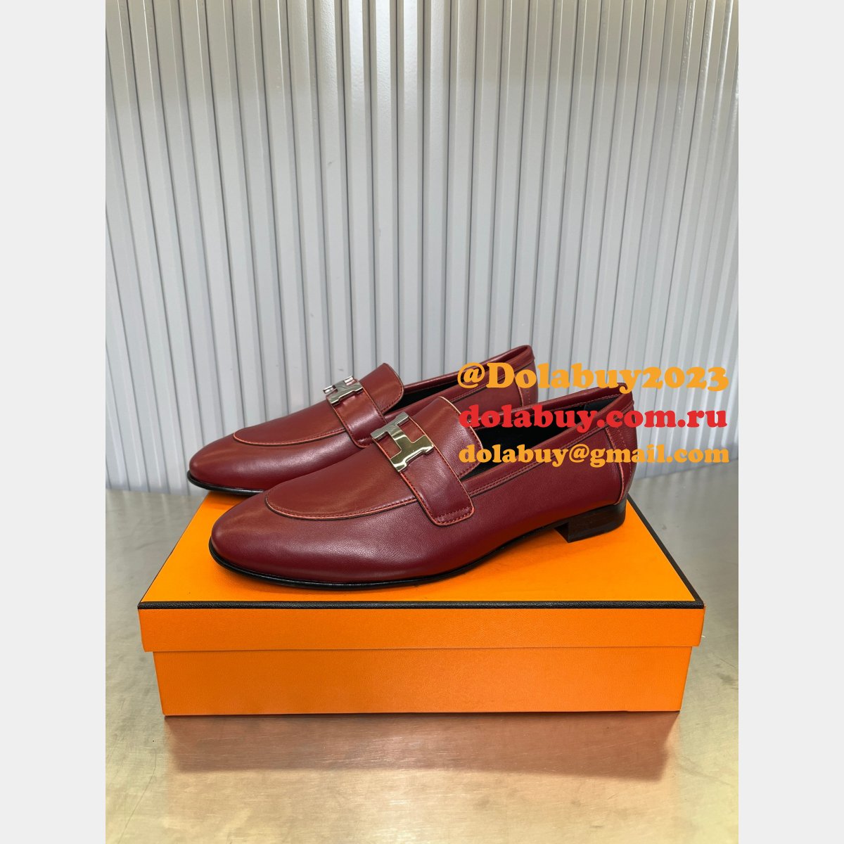 7 Star full leather loafer hermes shoes