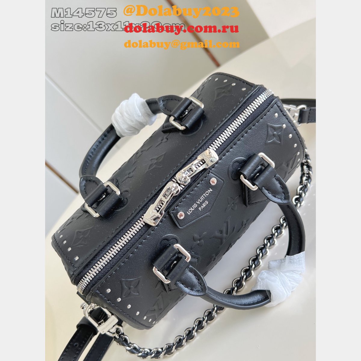 Louis Vuitton Speedy 20 Trunk Bag M14575 Luxury Black Perfect