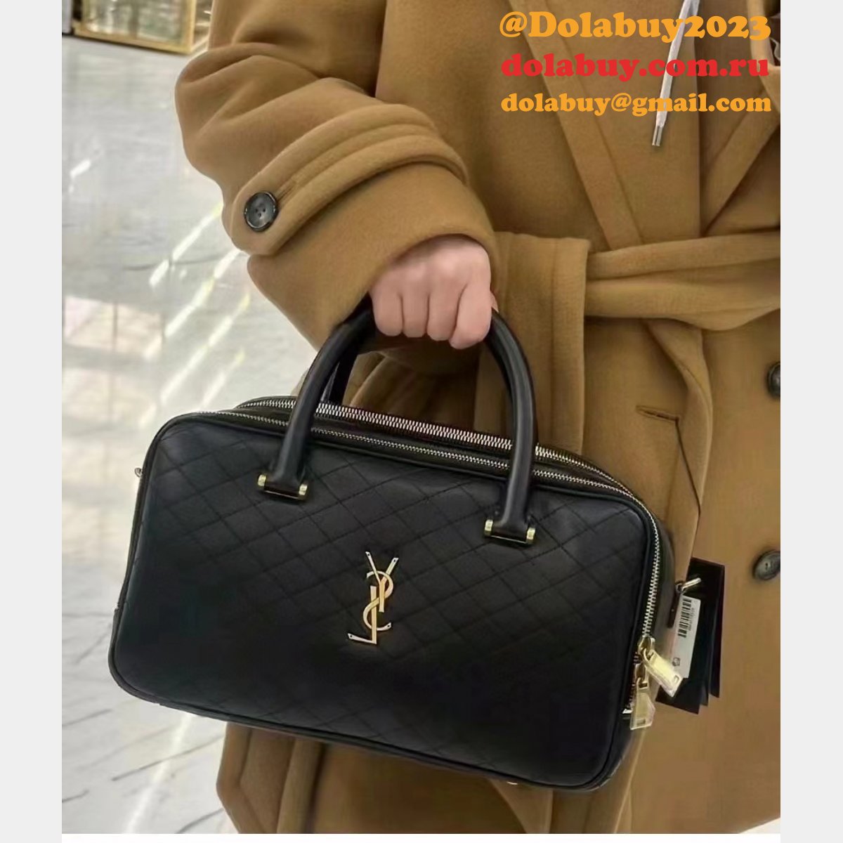 Designer Saint Laurent Replicas Lyia Zip Duffle Black 766785 Bag