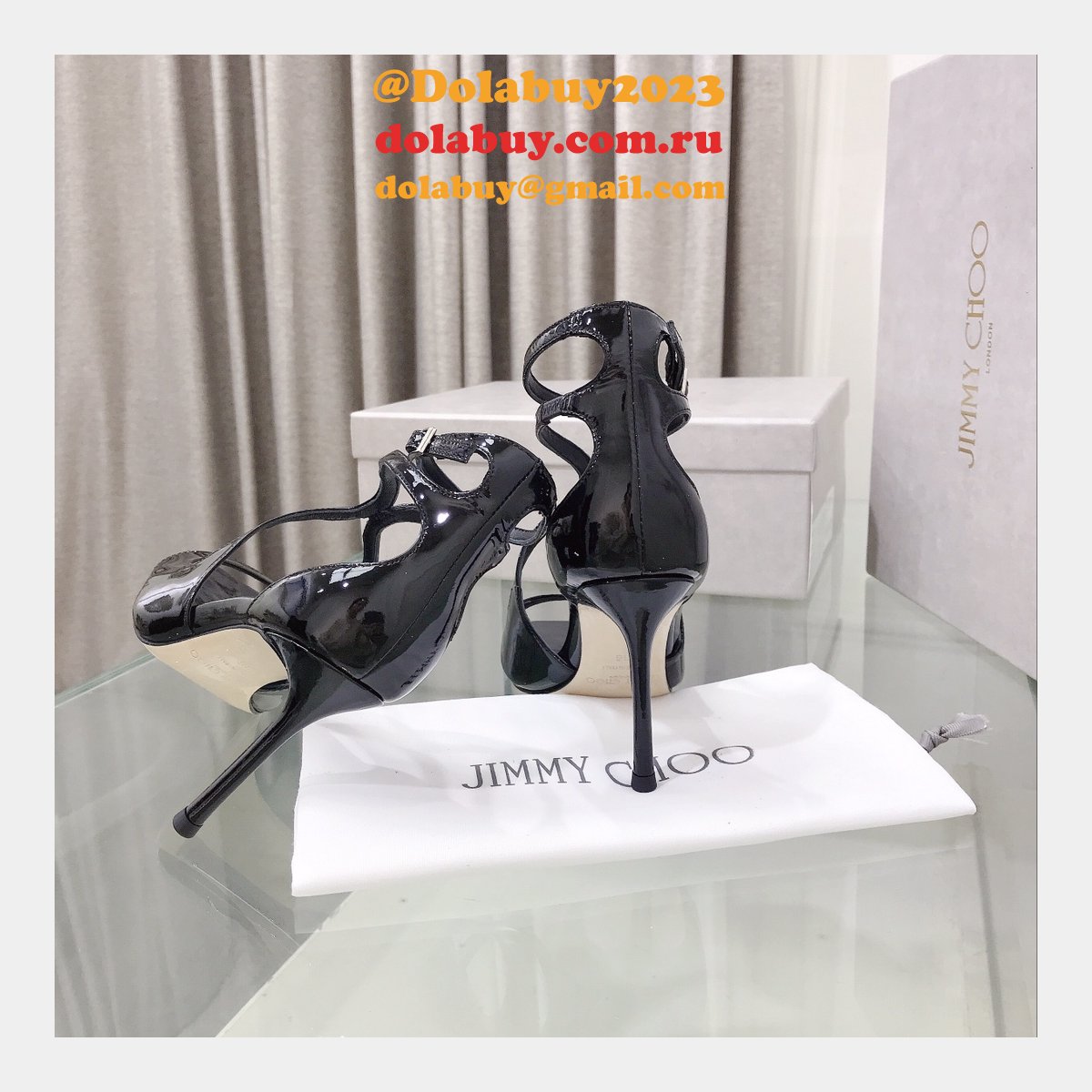 Azia 110 Patent Leather Sandal Knockoff Jimmy Choo Heel: 8.5 cm Shoes