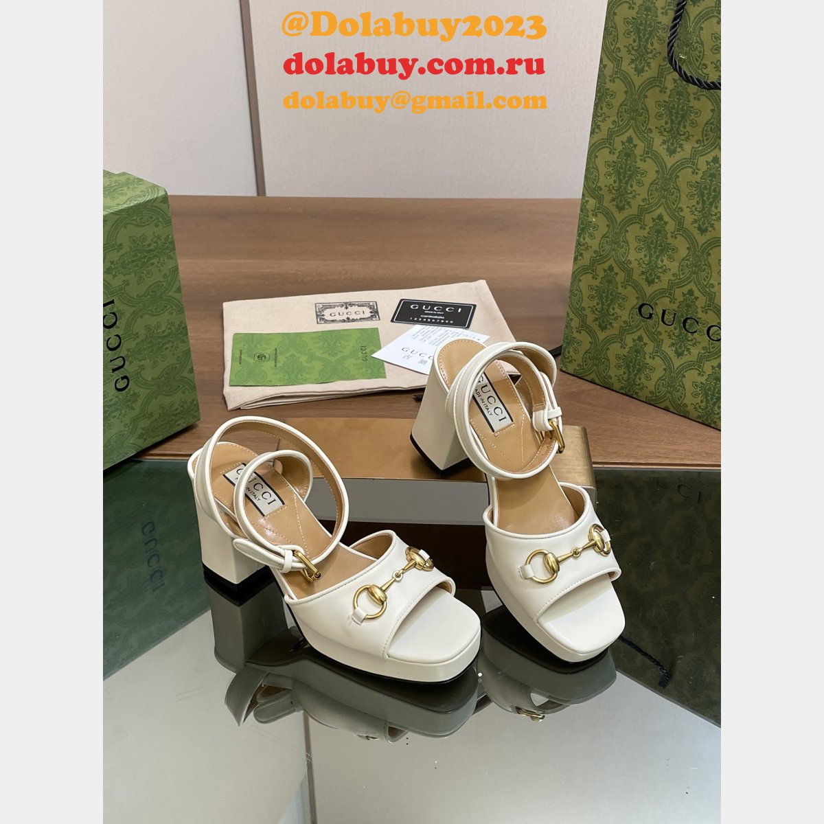 duplicate G*u*i lady horsebit-detailed leather sandals