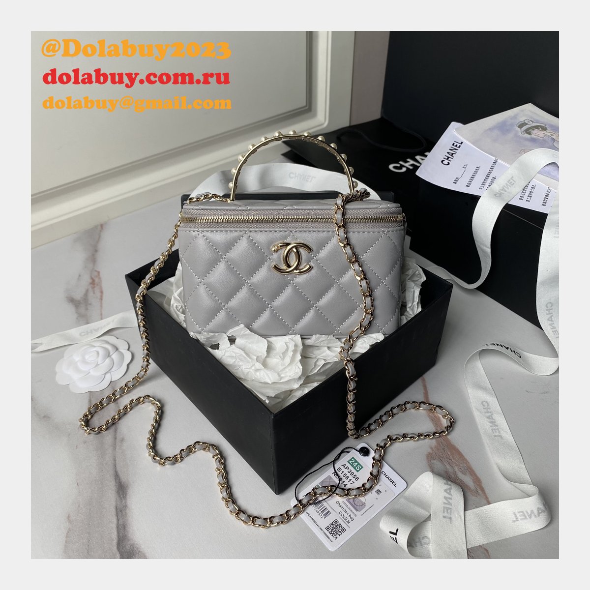 Best AP3956 Vanity Shoulder 1:1 Mirror Luxury Fake Bags