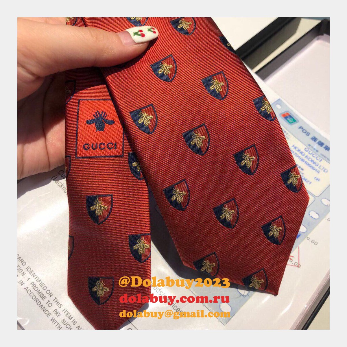 G*u*i silk tie jacquard crafts insect pattern
