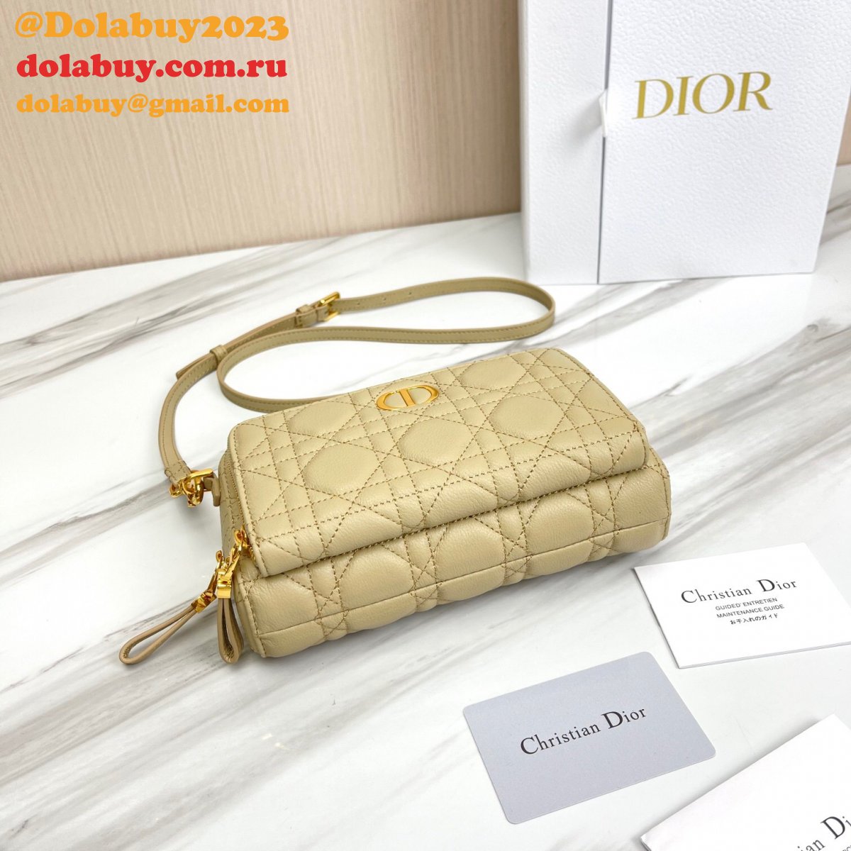 High Quality Dior Caro Bag Brown Supple Cannage Calfskin