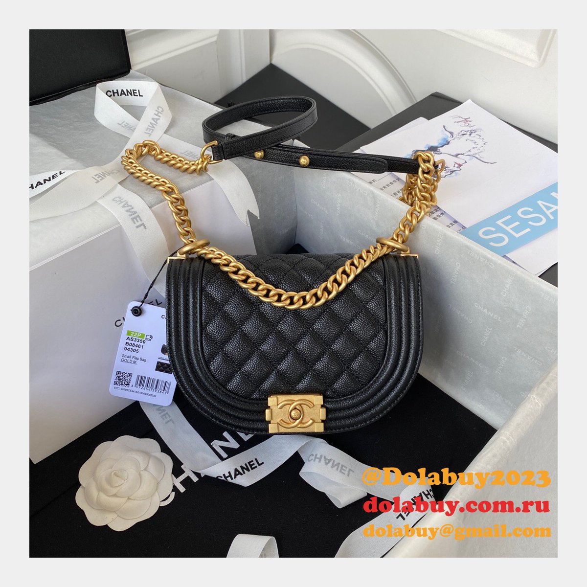 Replica Wholesale Boy Messenger Velvet AS3350 Gold-Tone Bag